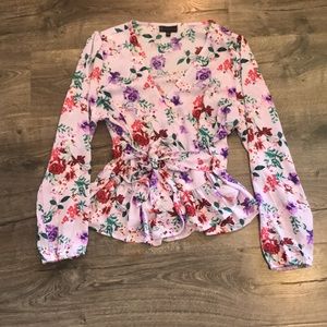 Women’s Floral V-Neck Wrap Blouse